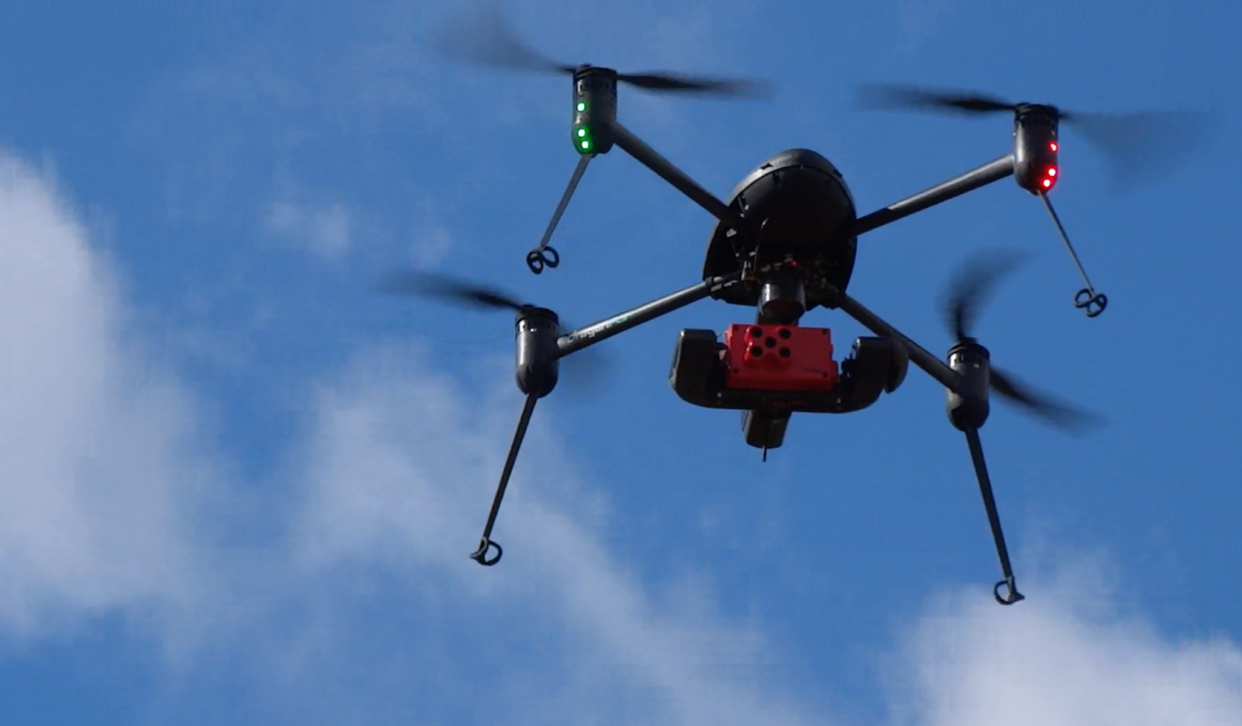 Riley, Draganflyer X4-P UAV, Drone, and sensor, conducting wetland research. Fiera Biological Consulting