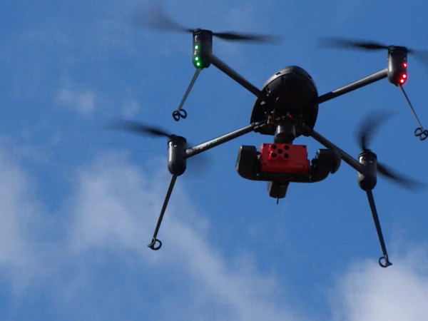 Riley, Draganflyer X4-P UAV, Drone, and sensor, conducting wetland research. Fiera Biological Consulting