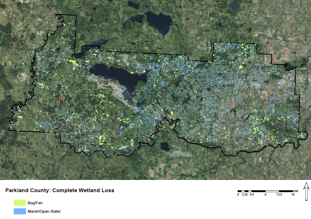 Highlights of 2016. Parkland County wetland loss ~1950 to 2013. Complete loss. Fiera Biological Consulting