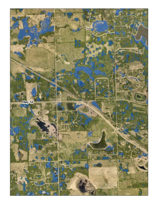 A landcover of areas within the Beaverhills region classified as Swamps. Know your wetlands swamps, swamp wetlands, wetland classification, wetland consultant, ABWRET, wetland research, wetland monitoring, wetland conservation, wetland compensation, wetland restoration, wetland science